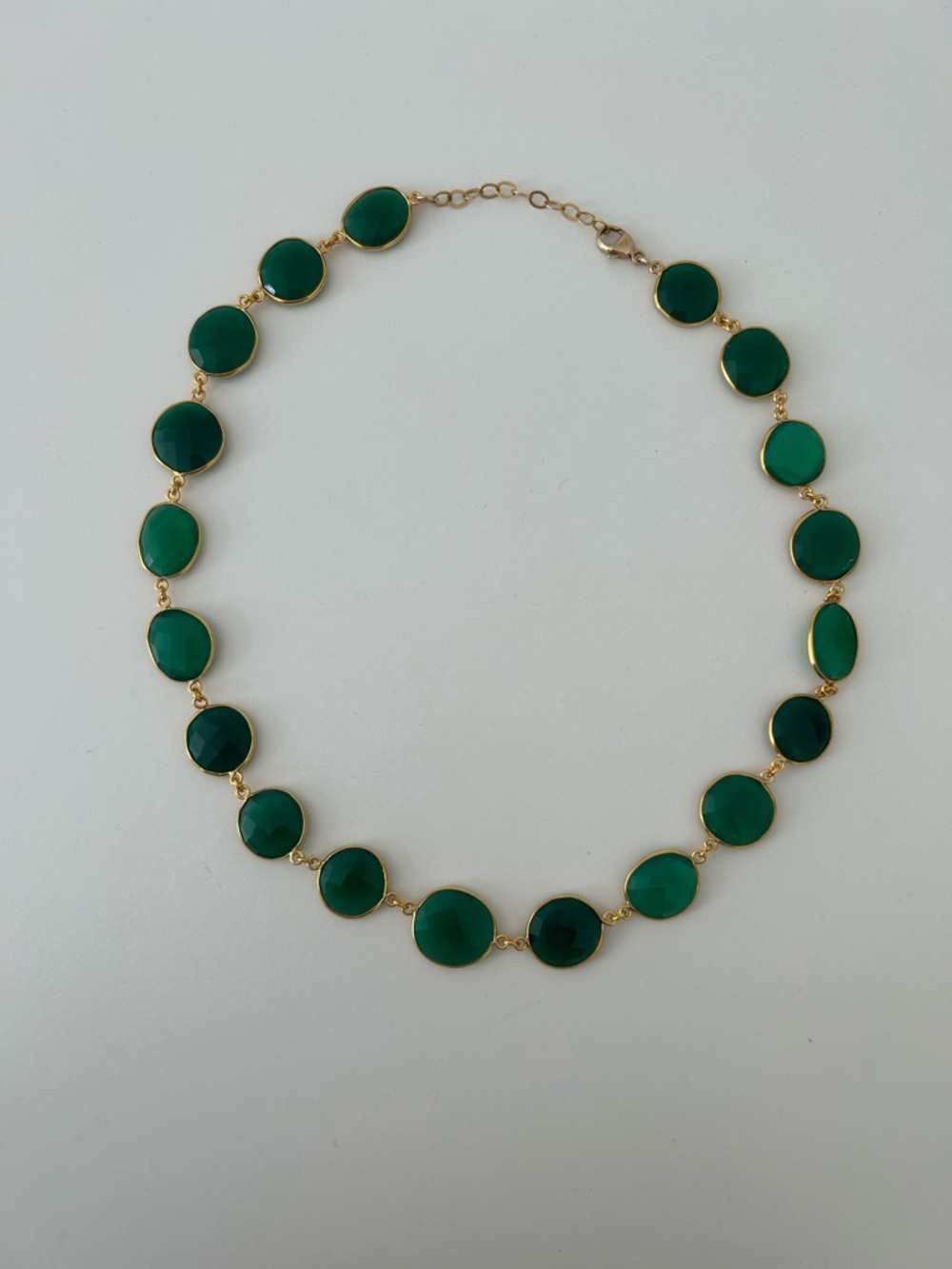Green Onyx and gold Necklace. Beautiful statement piece by Lolo